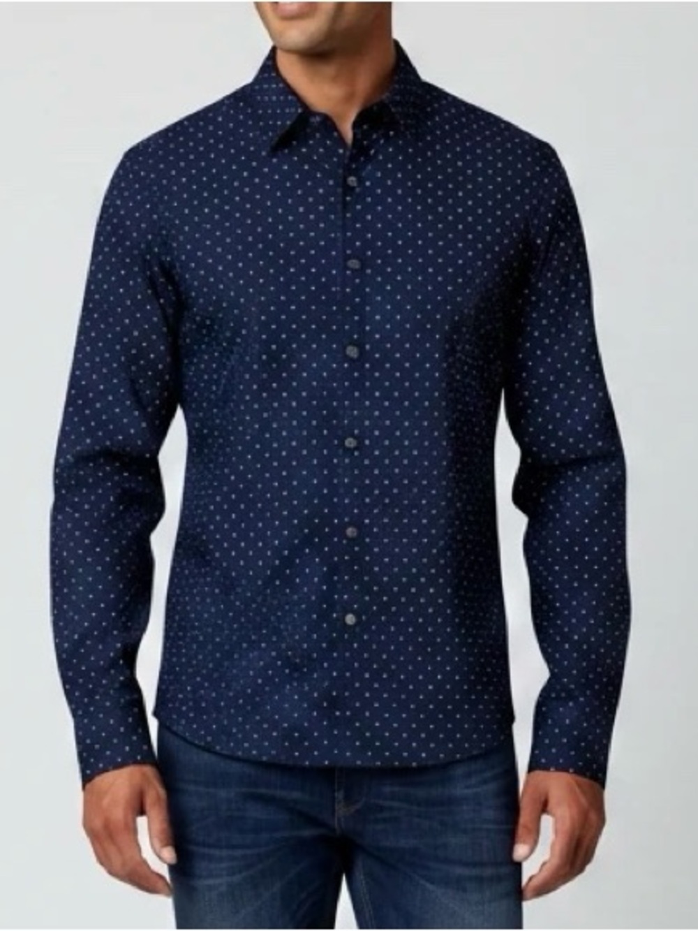 Banana Republic Navy Printed Button Down Shirt
